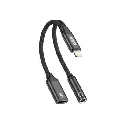 Go-Des GD-UC076 Lightning 2in1 Charging and Audio Cable with 3.5mm Jack Input Black