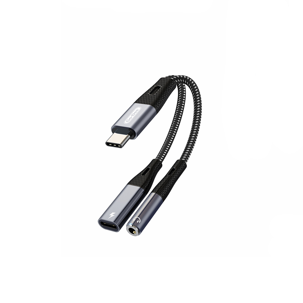 Go Des GD-UC162 3.5mm Jack Input Type-C 2in1 Charging and Audio Cable - 2
