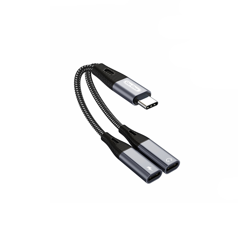 Go Des GD-UC163 Type-C 2in1 Charging and Audio Cable - 1