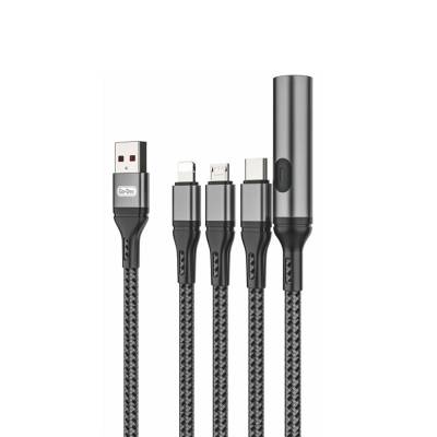 Go-Des GD-UC321 4in1 Lightning – Type-C – Micro USB Ultra Fast Charging Cable + Lighter Grey