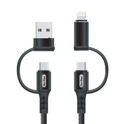 Go Des GD-UC587 4 in 1 Type-C-Lightning To PD-Usb Cable Black