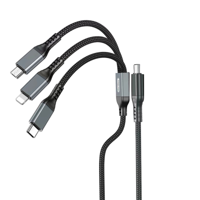 Go Des GD-UC617 3in1 Type-C to Lightning – Type-C – Micro USB Ultra Hızlı PD Şarj Kablosu 100W 1.2M Siyah