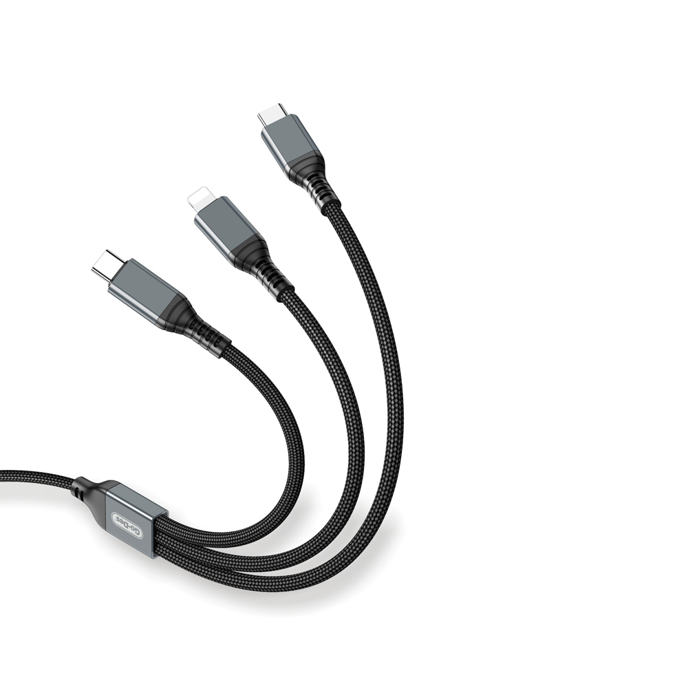 Go-Des GD-UC617 3in1 Type-C to Lightning – Type-C – Type-C Ultra Fast PD Charging Cable 100W 1.2M - 1