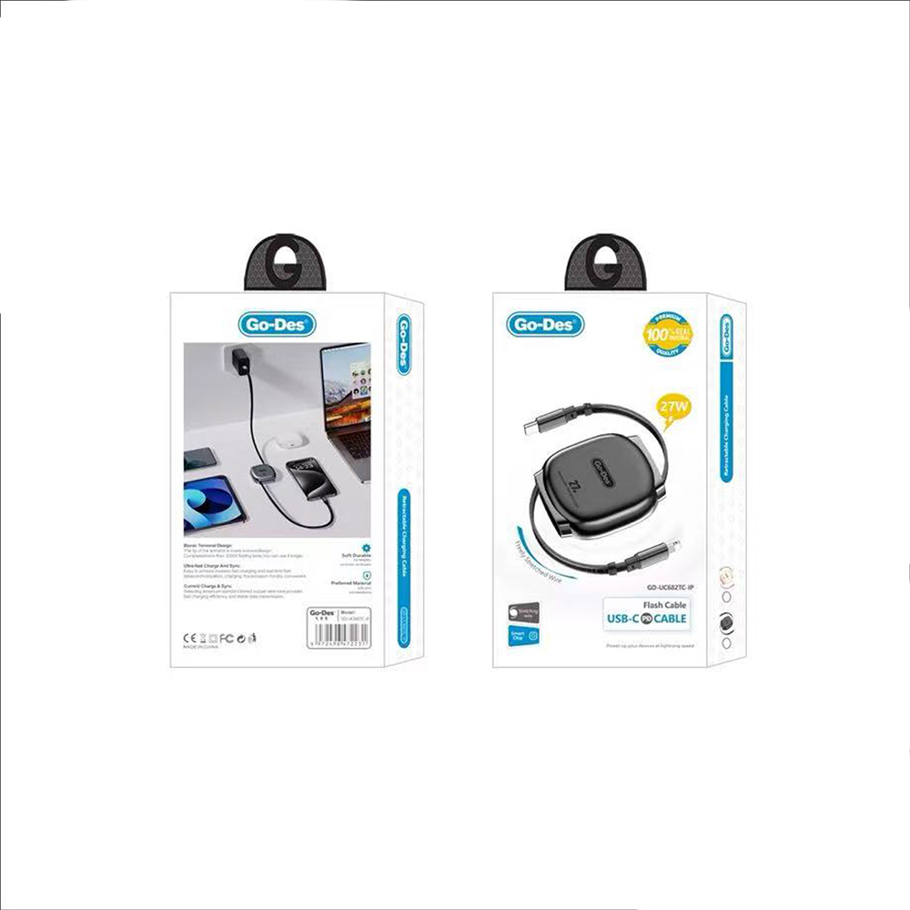 Go-Des GD-UC682 Type-C to Type-C Makaralı Data ve Şarj Kablosu 100W - 4