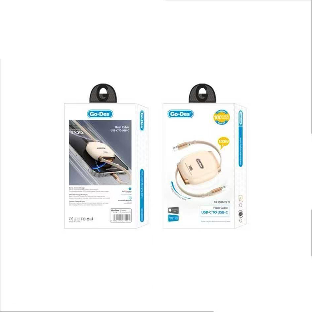 Go-Des GD-UC682 Type-C to Type-C Reel Data and Charging Cable 100W - 4