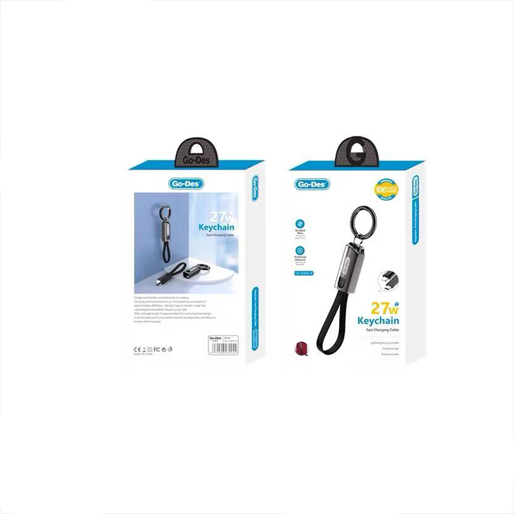 Go-Des GD-UC683 Type-C to Lightning Hızlı Şarj Özellikli Anahtarlık Data ve Şarj Kablosu 27W - 4