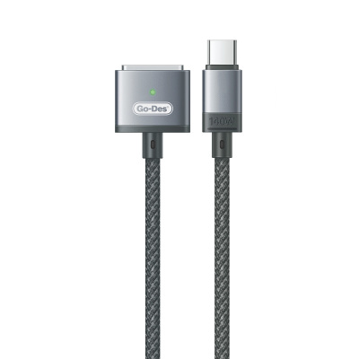 Go-Des GD-UC807 Type-C - MagSafe 3 Macbook Şarj Kablosu 140W 2 Metre Gri