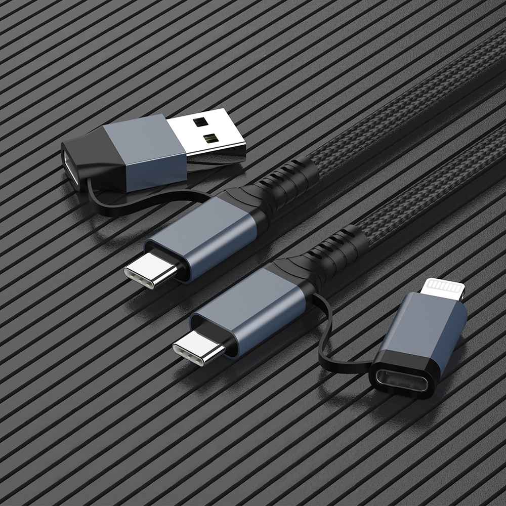 Go Des GD-UC809 4in1 PD Çoklu USB-A + Type-C to Type-C + Lightning Şarj ve Data Kablosu 100W 120cm - 3