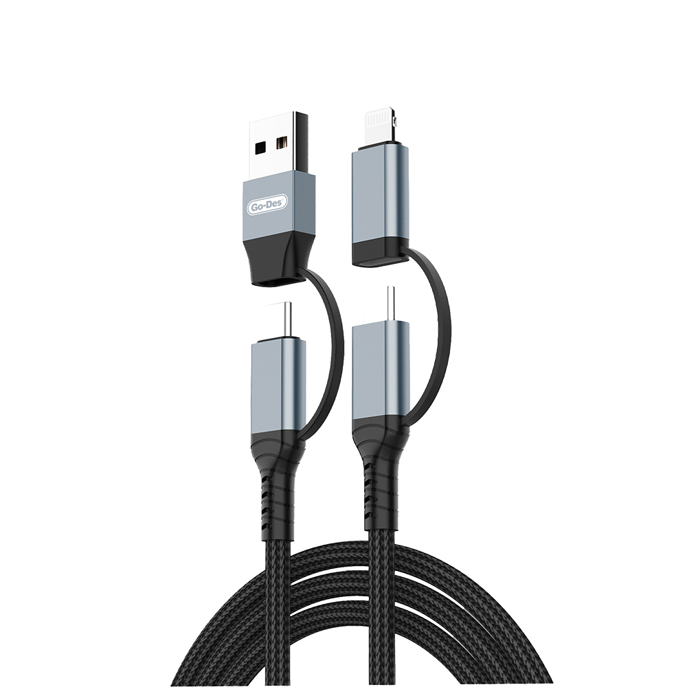 Go Des GD-UC809 4in1 PD Çoklu USB-A + Type-C to Type-C + Lightning Şarj ve Data Kablosu 100W 120cm - 2