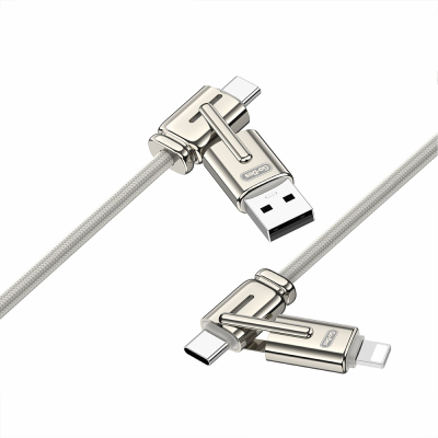 Go Des GD-UC832 4in1 PD Çoklu USB-A + Type-C to Type-C + Lightning Şarj ve Data Kablosu Gri