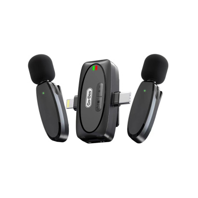 Go Des GD-WS303 2in1 Wireless Lapel Microphone with Type-C and Lightning Port Black