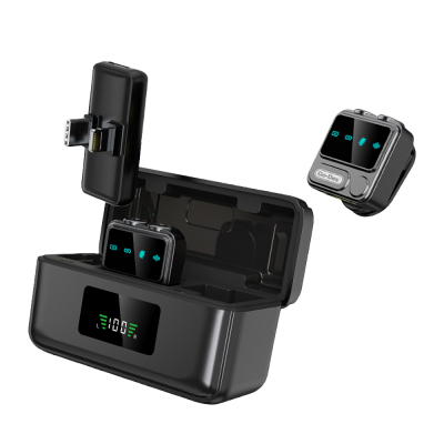Go Des GD-WS307 2in1 Noise Cancelling Wireless Lavalier Microphone with Type-C and Lightning Charging Port Black