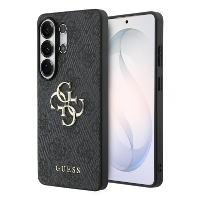 Guess Galaxy S26 Ultra Case, Original Licensed PU Leather Cover with Large Metal Logo Design Black