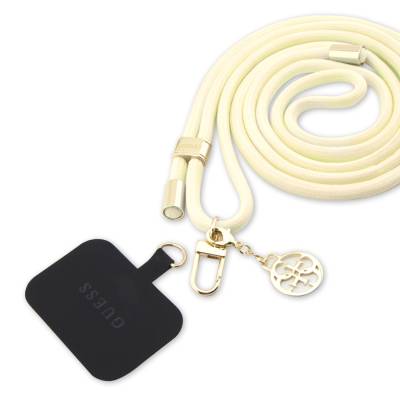 GUESS Metal Logo Cell Phone Strap Lanyard Cream