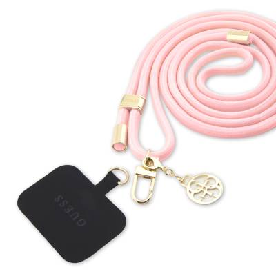 GUESS Metal Logo Cell Phone Strap Lanyard Pink