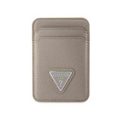 Guess Original Licensed 2 Haznel triangle logo leather magnetic card holder Brown
