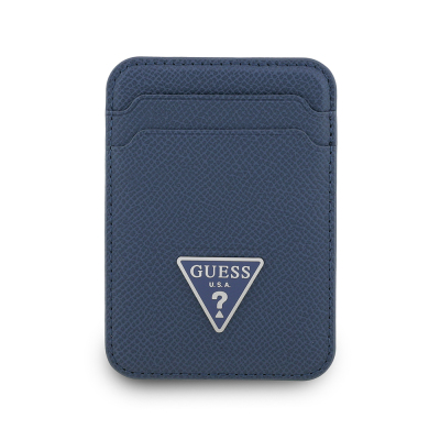 Guess Original Licensed 2 Haznel triangle logo leather magnetic card holder Blue