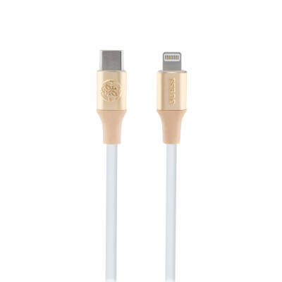 Guess Original Licensed 4G and Illuminated Cable Tip with Text Logo Fast Charging Featured Type-C To Lightning PD Cable 3A 1.5m Gold