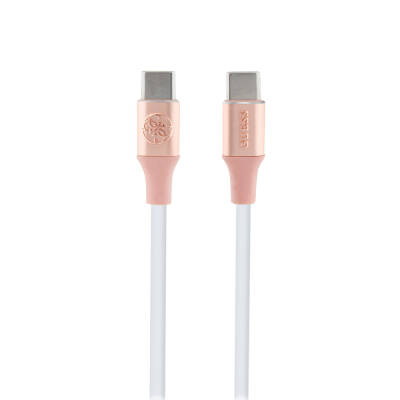 Guess Original Licensed 4G and Text Logo Illuminated Cable Tip Fast Charging Type-C To Type-C PD Cable 3A 1.5m Pink