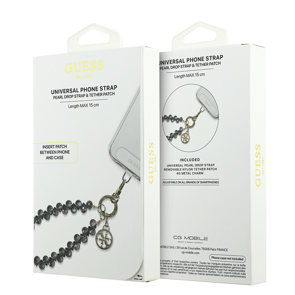 Guess Original Licensed 4G Metal Logo Crystal Stone Phone Wrist Strap Chain - 17