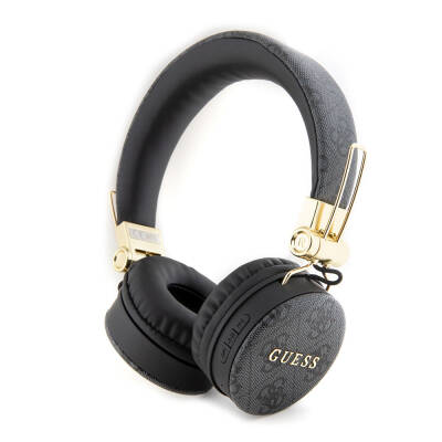 Guess Original Licensed 4G Metal Logo PU Leather Adjustable On-Ear Bluetooth Headset Black