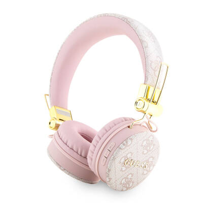 Guess Original Licensed 4G Metal Logo PU Leather Adjustable On-Ear Bluetooth Headset Pink