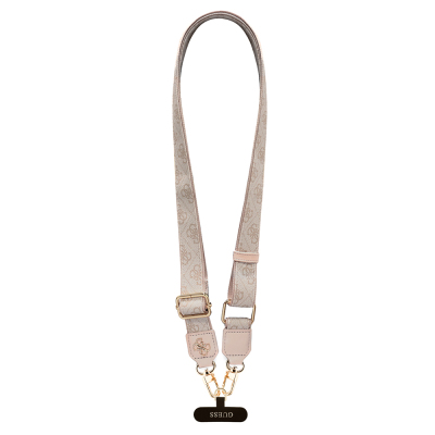 Guess Original Licensed 4G Pattern and Metal Logo Crossbody Phone Strap 150cm Pink
