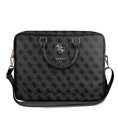 Guess Original Licensed 4G Patterned Large 4G Logo Shoulder Strap 15 inch Laptop Bag Black