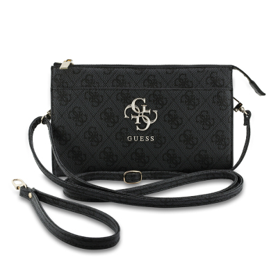 Guess Original Licensed 4G Patterned Large Metal Logo Shoulder Bag Black