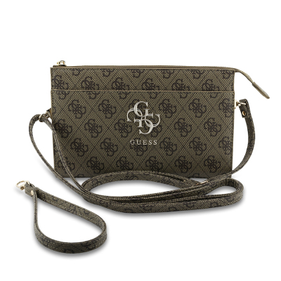 Guess Original Licensed 4G Patterned Large Metal Logo Shoulder Bag Brown