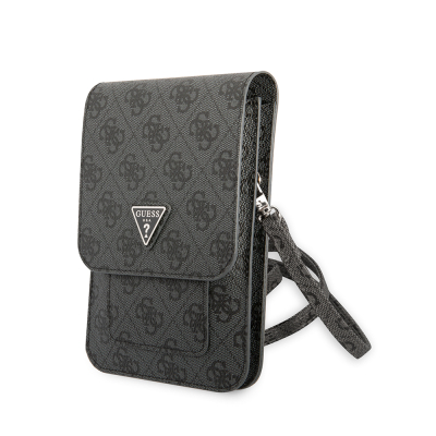 Guess Original Licensed 4G Patterned Triangle Logo 5-Chamber Magnet Cover Bag with Hanger Black