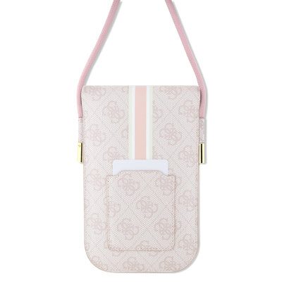 Guess Original Licensed 4G Patterned Triangle Logo Hanging Magnet Cover Bag Pink
