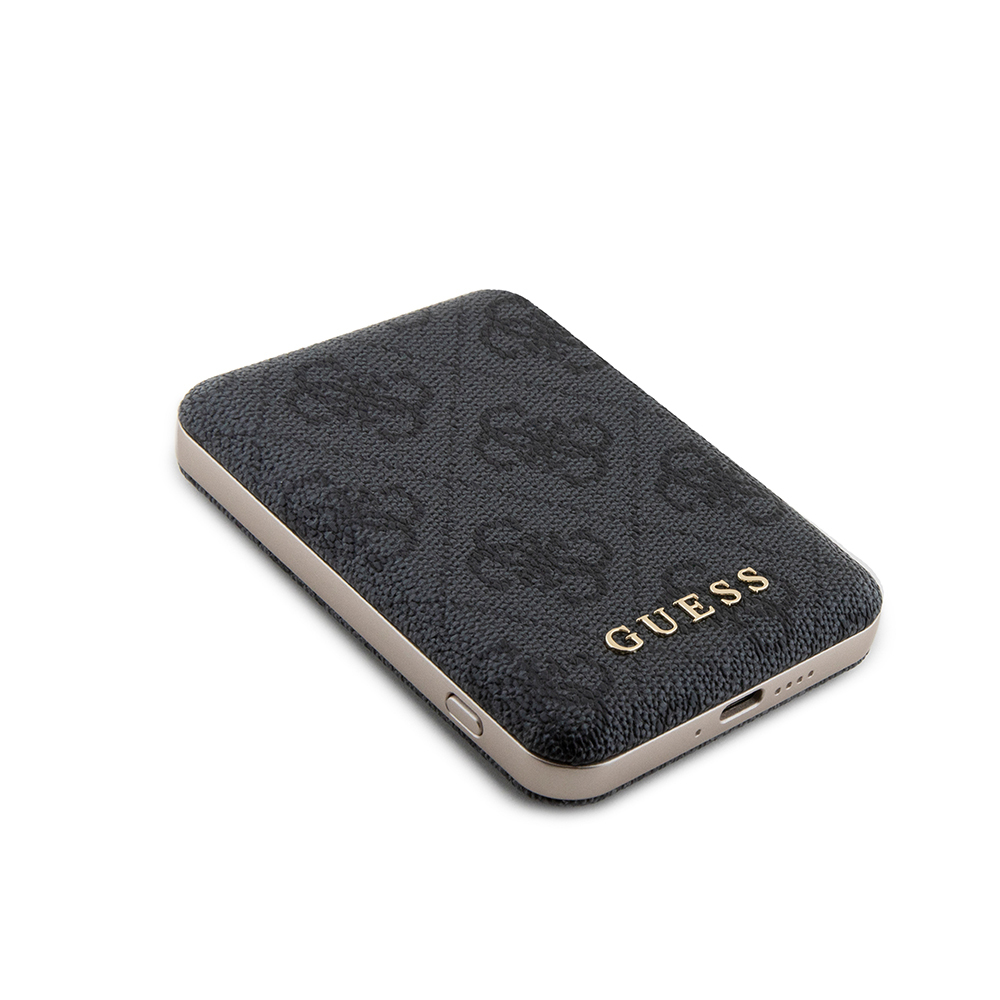 Guess Original Licensed Digital LED Indicator PU Leather 4G Patterned Metal Text Logo Powerbank 5000mAh 15W - 5