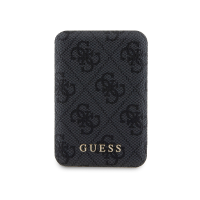 Guess Original Licensed Digital LED Indicator PU Leather 4G Patterned Metal Text Logo Powerbank 5000mAh 15W Black