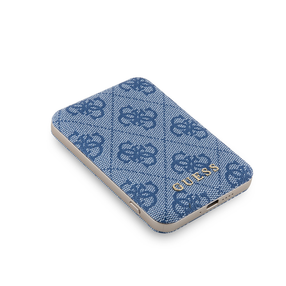 Guess Original Licensed Digital LED Indicator PU Leather 4G Patterned Metal Text Logo Powerbank 5000mAh 15W - 12