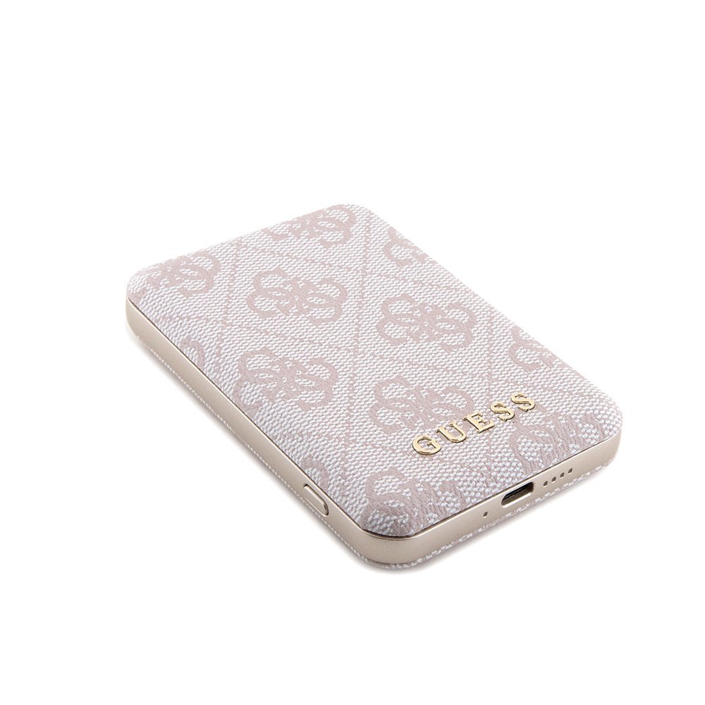 Guess Original Licensed Digital LED Indicator PU Leather 4G Patterned Metal Text Logo Powerbank 5000mAh 15W - 15