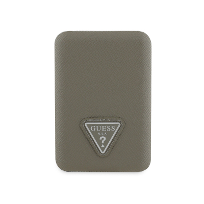 Guess Original Licensed Digital LED Indicator PU Leather Surface Triangle Logo Powerbank 5000mAh 15W Brown