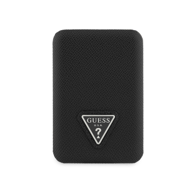 Guess Original Licensed Digital LED Indicator PU Leather Surface Triangle Logo Powerbank 5000mAh 15W Black