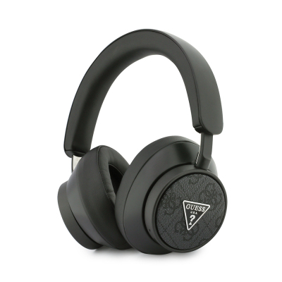 Guess Original Licensed ENC PU 4G Patterned Triangle Logo Over-Ear Bluetooth Headphones Black