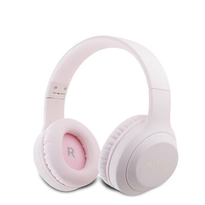 Guess Original Licensed Foldable Adjustable Metal Classic Logo Over-Ear Bluetooth Headset Pink