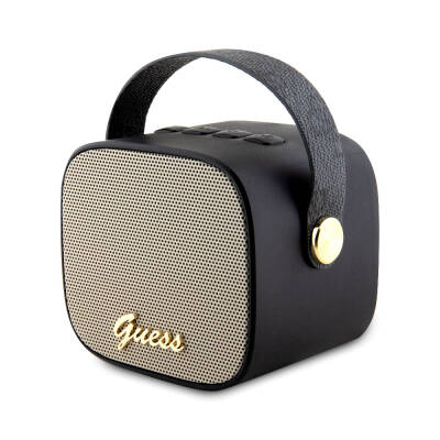 Guess Original Licensed Hanging PU Leather 5W Bluetooth Speaker with Text Logo Black