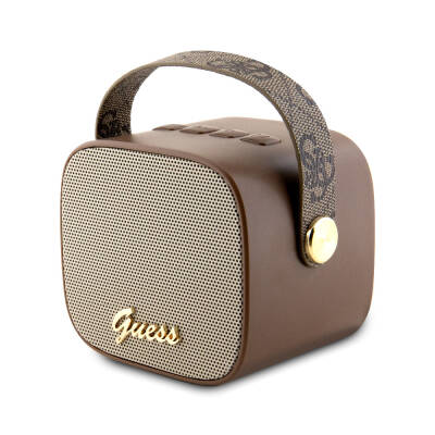 Guess Original Licensed Hanging PU Leather 5W Bluetooth Speaker with Text Logo Brown