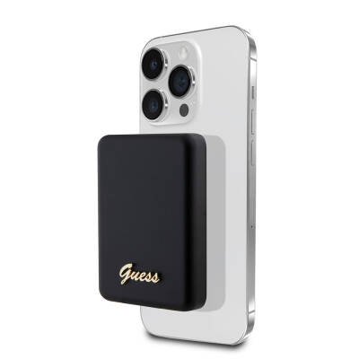 Guess Original Licensed Powerbank with Magsafe Charging Feature and Metal Text Logo 3000mAh 5W Black