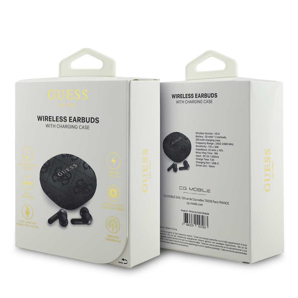 Guess Original Licensed PU 4G Patterned Classic Metal Lettering Logo TWS In-Ear Bluetooth Headphones - 15