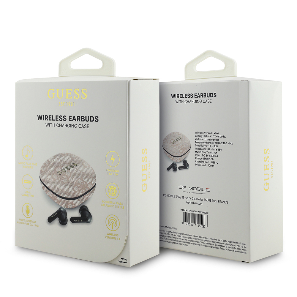 Guess Original Licensed PU 4G Patterned Classic Metal Lettering Logo TWS In-Ear Bluetooth Headphones - 20