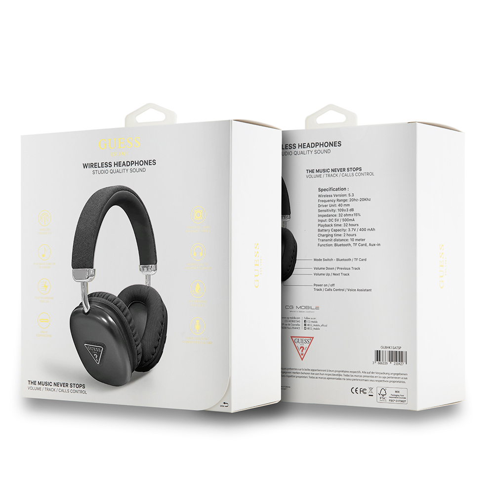 Guess Original Licensed PU Triangle Logo Over-Ear Bluetooth Headphones - 10