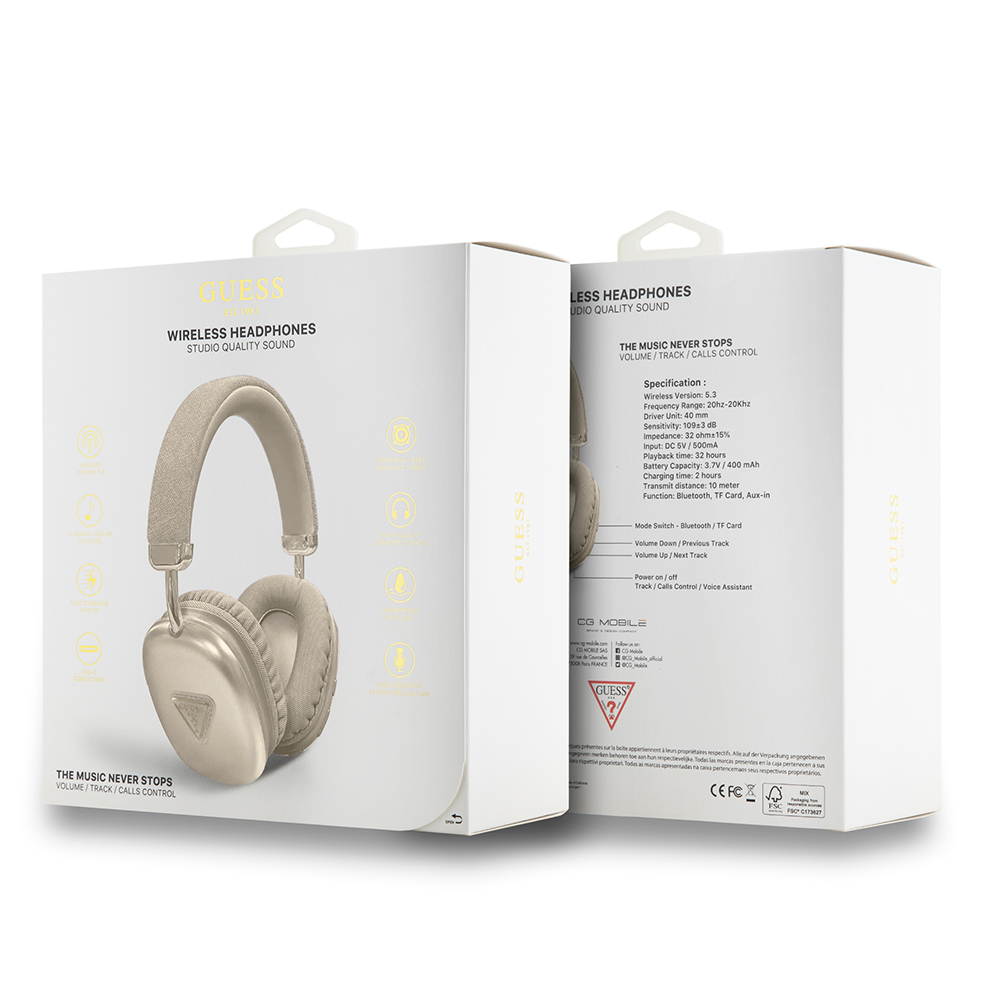 Guess Original Licensed PU Triangle Logo Over-Ear Bluetooth Headphones - 13