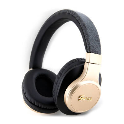 Guess Original Licensed Script Gold Series 4G Pattern Metal Text Logo Bluetooth Headset Black