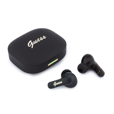 Guess Original Licensed Script Metal Logo TWS In-Ear Bluetooth Headphones Black