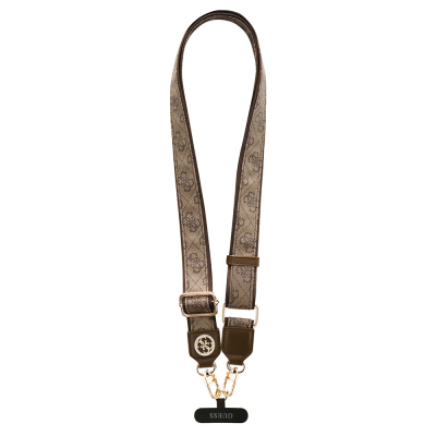Guess Original Licensed Stoned 4G Metal Logo Crossbody Phone Strap 150cm Brown